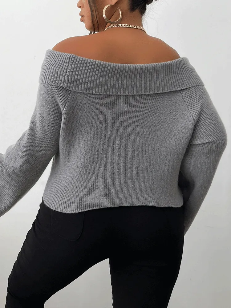 Rib Long Sleeve Trendy Printed Crop Top