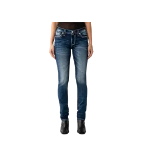 Rock Revival Women's Sepia J210 Straight Dark Blue Wash Jean