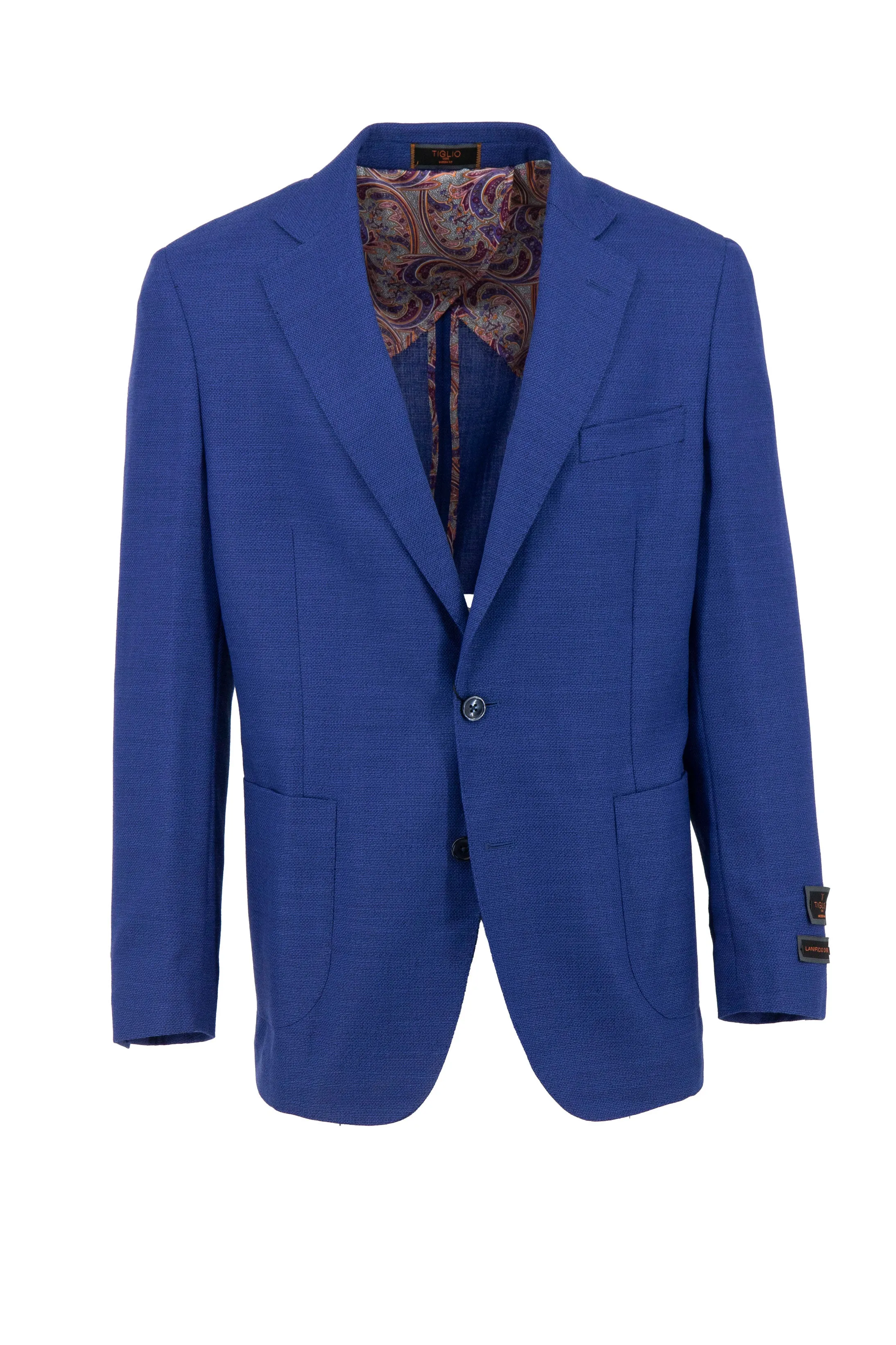 Royal Blue Dolcetto/THP Modern Fit half lined, Pure Wool Jacket by Tiglio Luxe