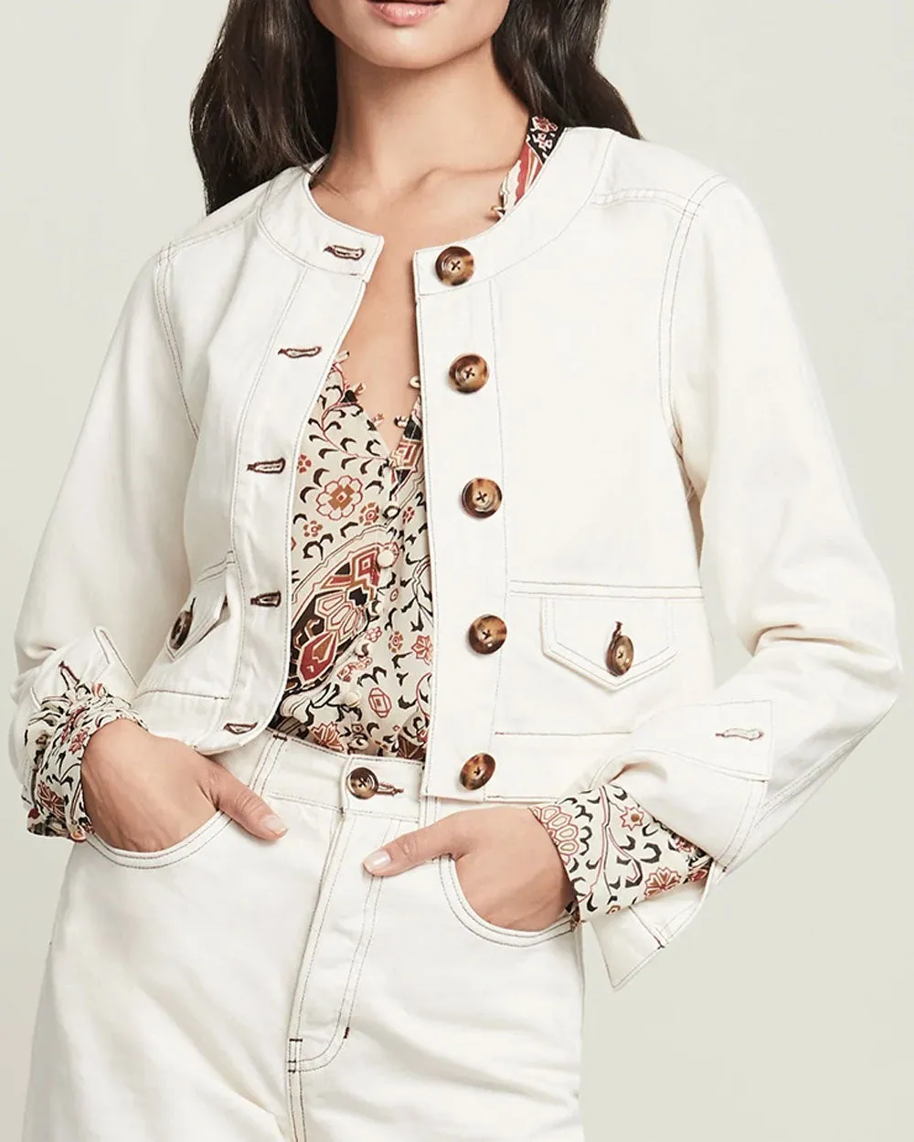 Sadler Denim Jacket in Ecru