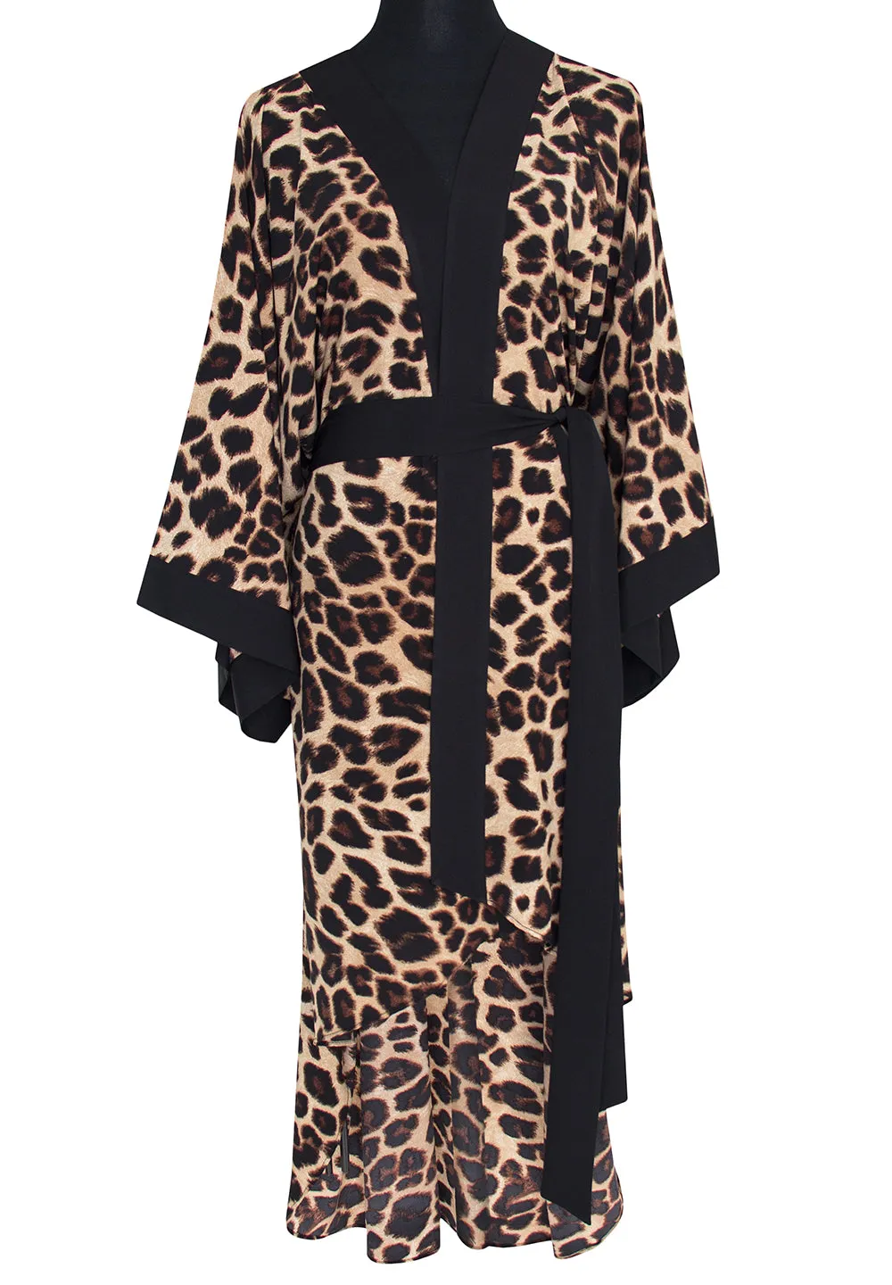 Safari - Brown Leopard Kimono (Black)