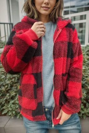 Sammi J Plaid Hooded Zip Up