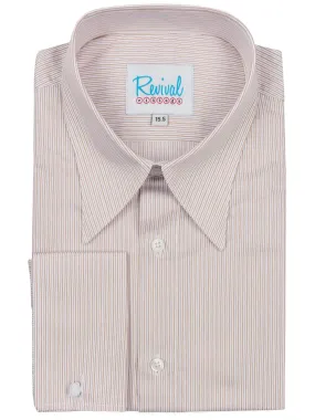 Sand Track Stripe 1940s Vintage Look Spearpoint Collar Shirt