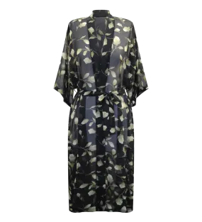 Sheer Leaf Robe Black