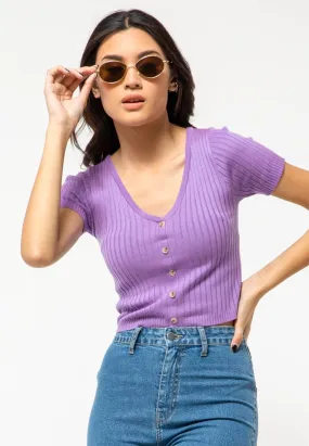 Short Sleeve Sweater with Button