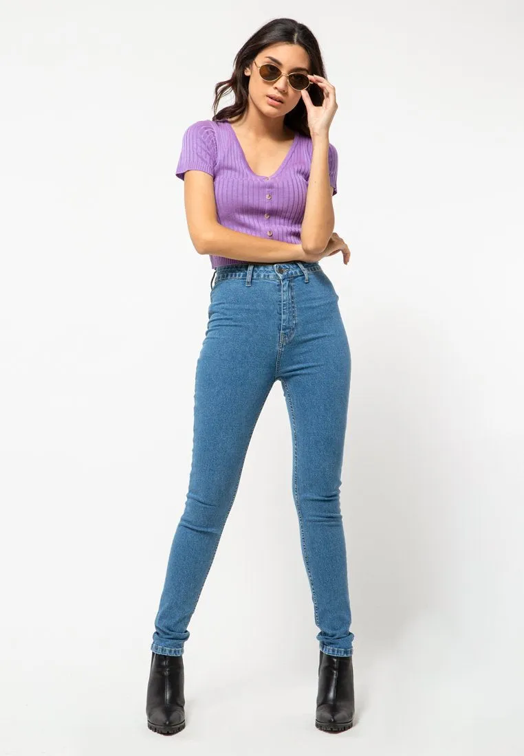 Short Sleeve Sweater with Button