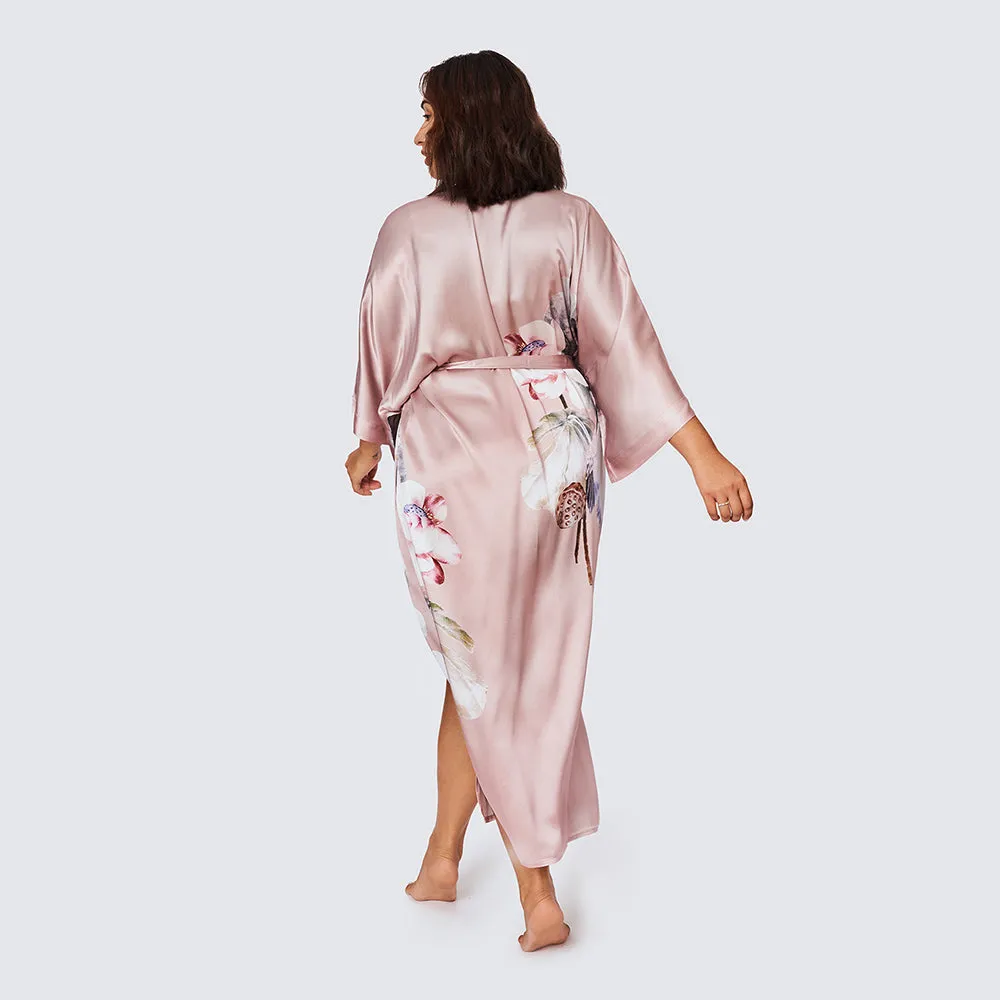 Silk Kuren Long Kimono Robe (Plus Size)