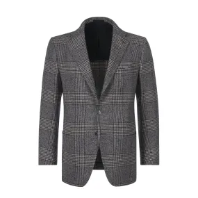 Single-Breasted Glencheck Wool, Silk and Alpaca-Blend Jacket in Grey