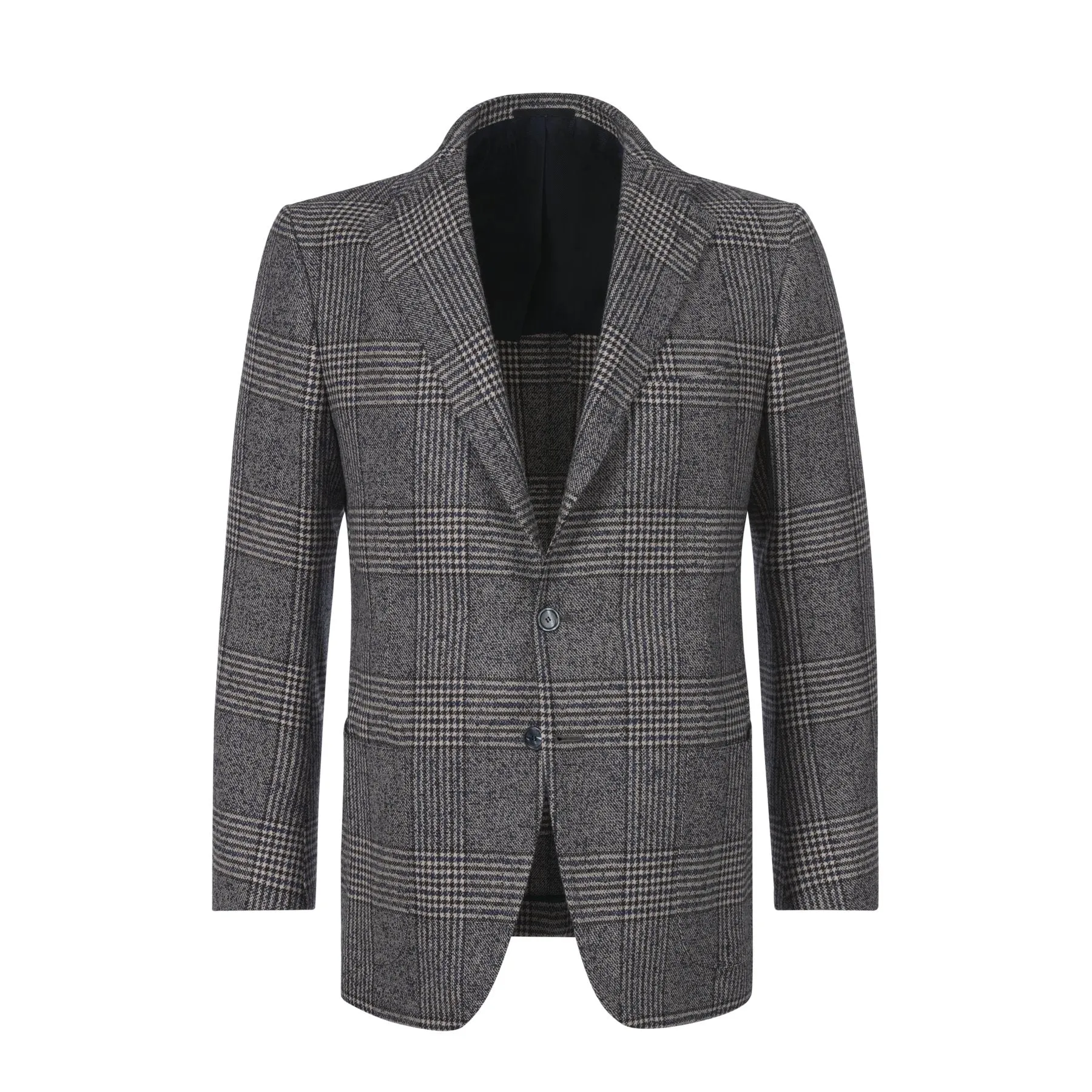 Single-Breasted Glencheck Wool, Silk and Alpaca-Blend Jacket in Grey