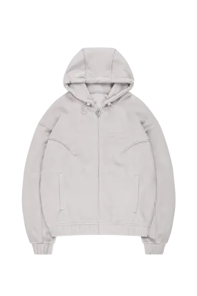 STAR WREATH FLEECE ZIP WASHED ULTIMATE GRAY 
