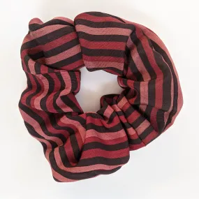 Striped Silk Scrunchie - black and pink