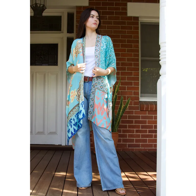 Summer Cruise Aqua Kimono