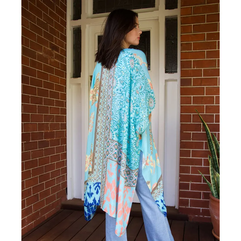 Summer Cruise Aqua Kimono