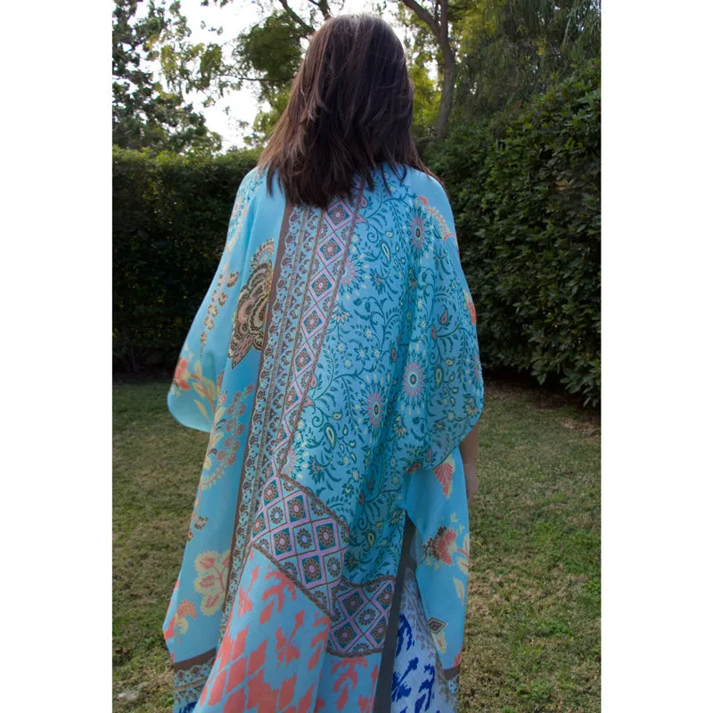 Summer Cruise Aqua Kimono
