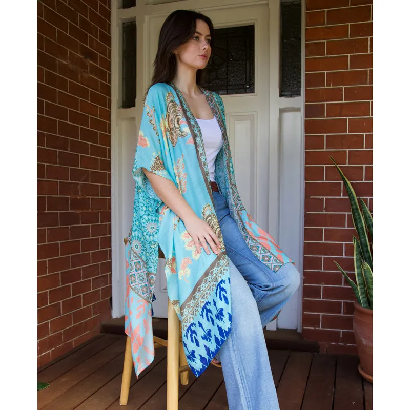 Summer Cruise Aqua Kimono