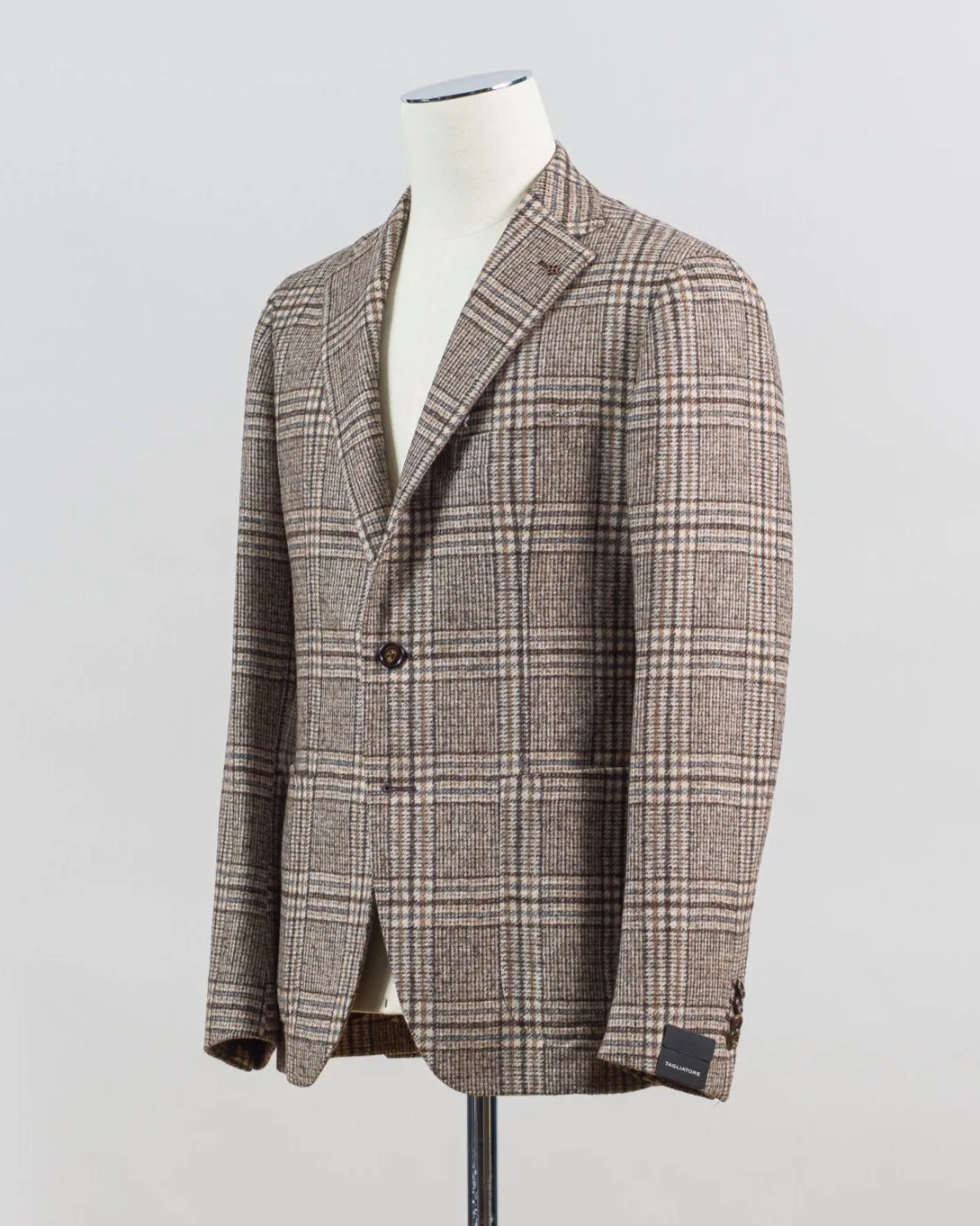Tagliatore Wool & Alpaca Check Jacket / Brown