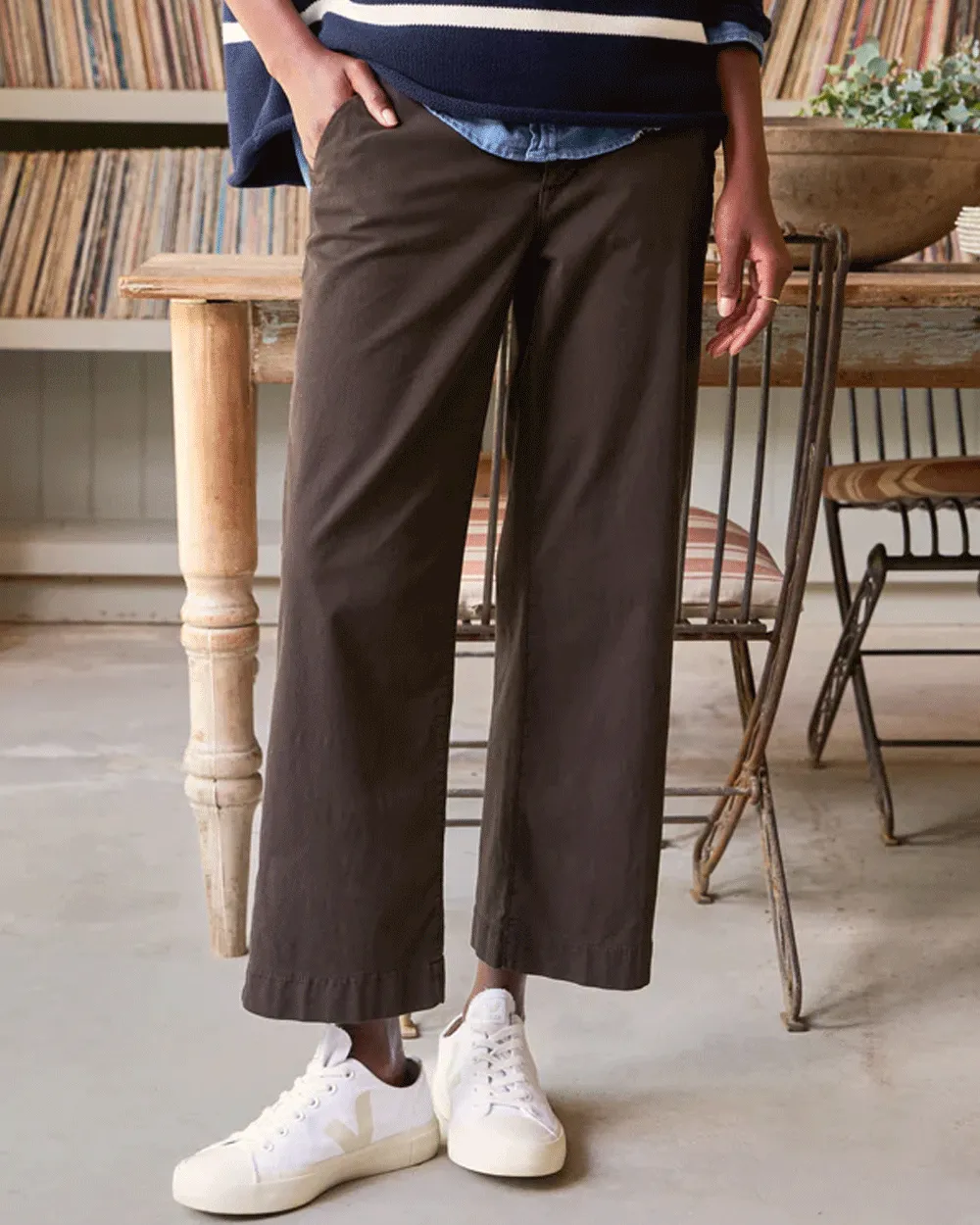 The Italian Wide Leg Chino in Irish Coffee