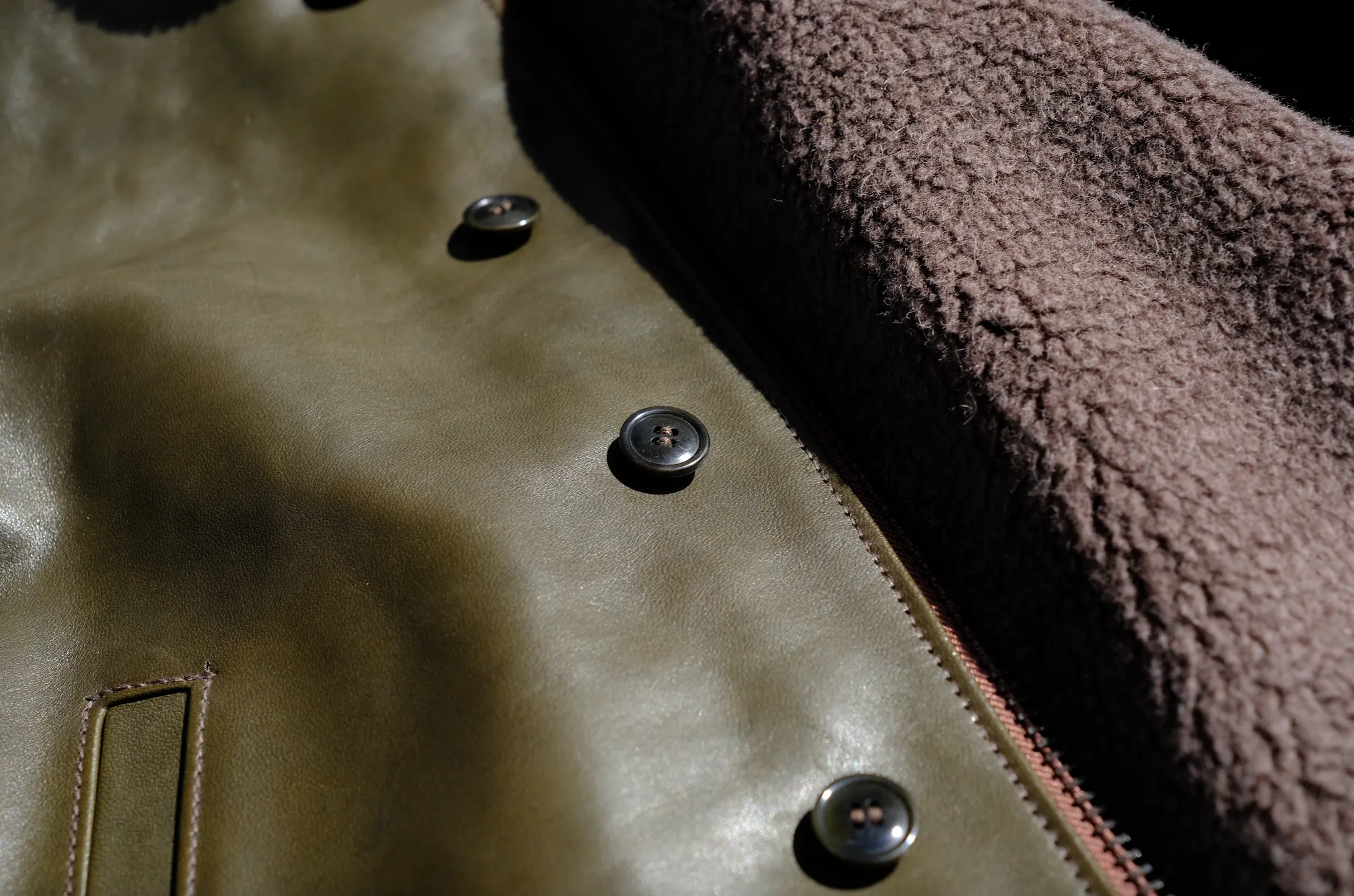 The Shop X Y'2 Leather 1.3mm Olive Eco Horse N1 Deck Jacket