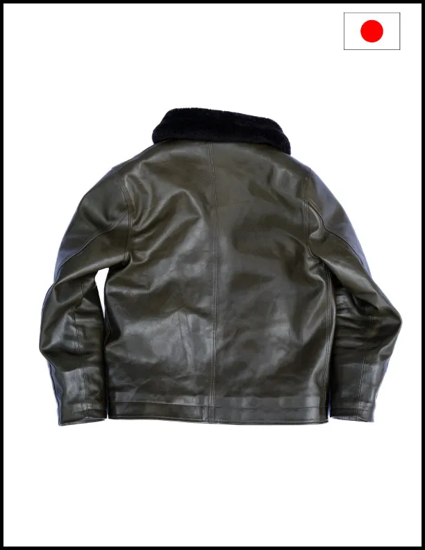 The Shop X Y'2 Leather 1.3mm Olive Eco Horse N1 Deck Jacket