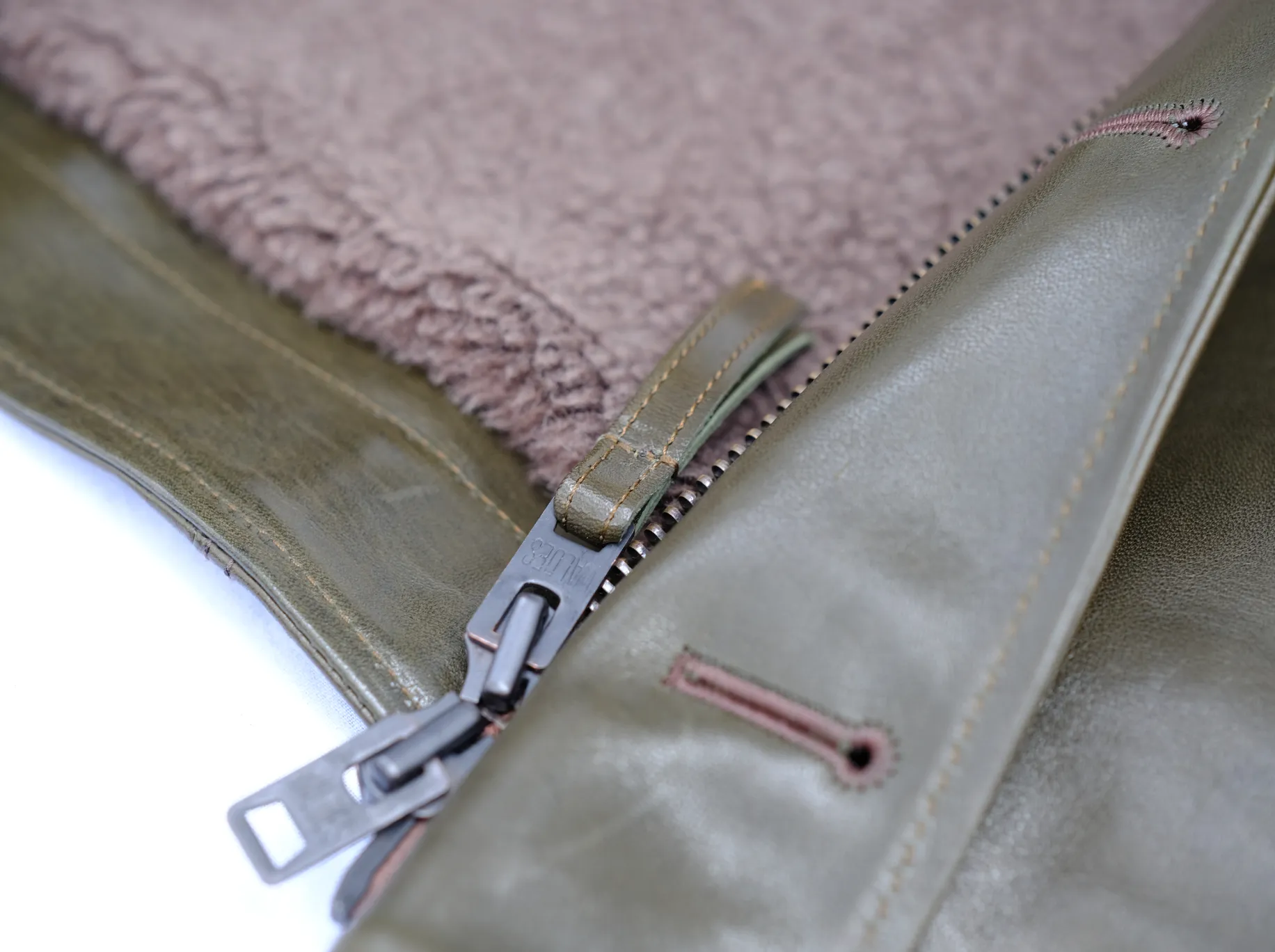 The Shop X Y'2 Leather 1.3mm Olive Eco Horse N1 Deck Jacket