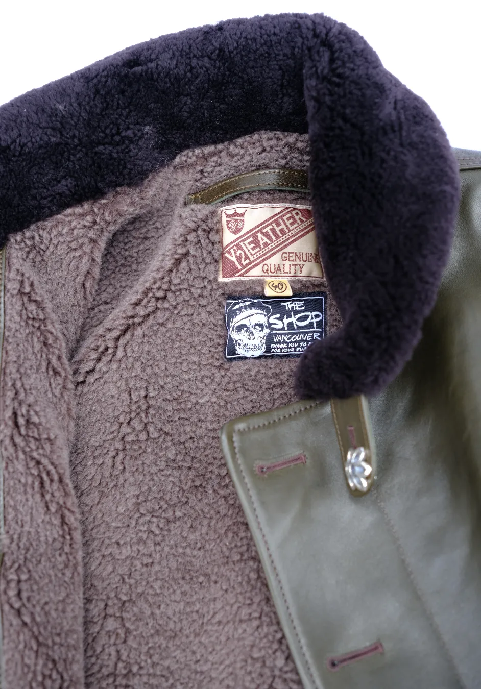 The Shop X Y'2 Leather 1.3mm Olive Eco Horse N1 Deck Jacket