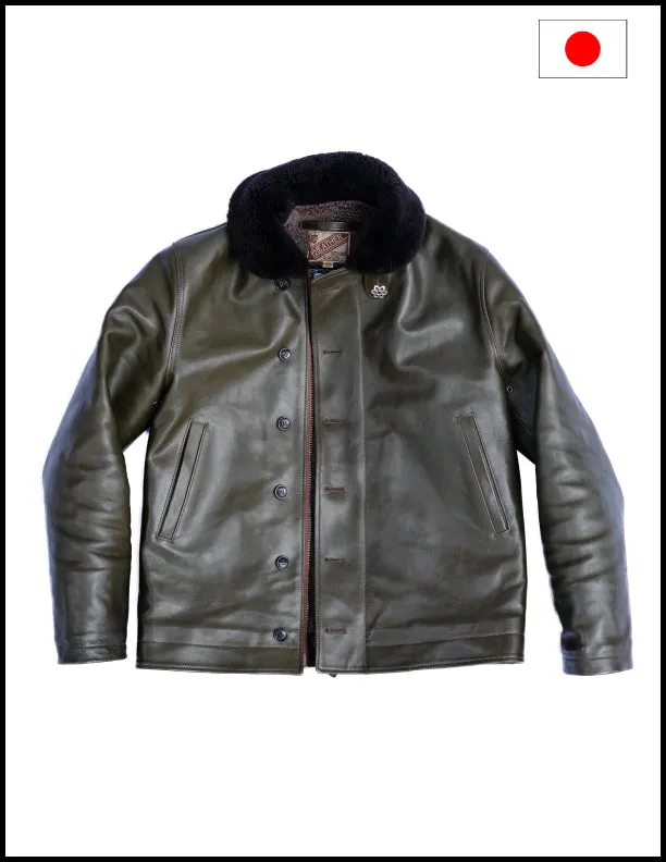 The Shop X Y'2 Leather 1.3mm Olive Eco Horse N1 Deck Jacket