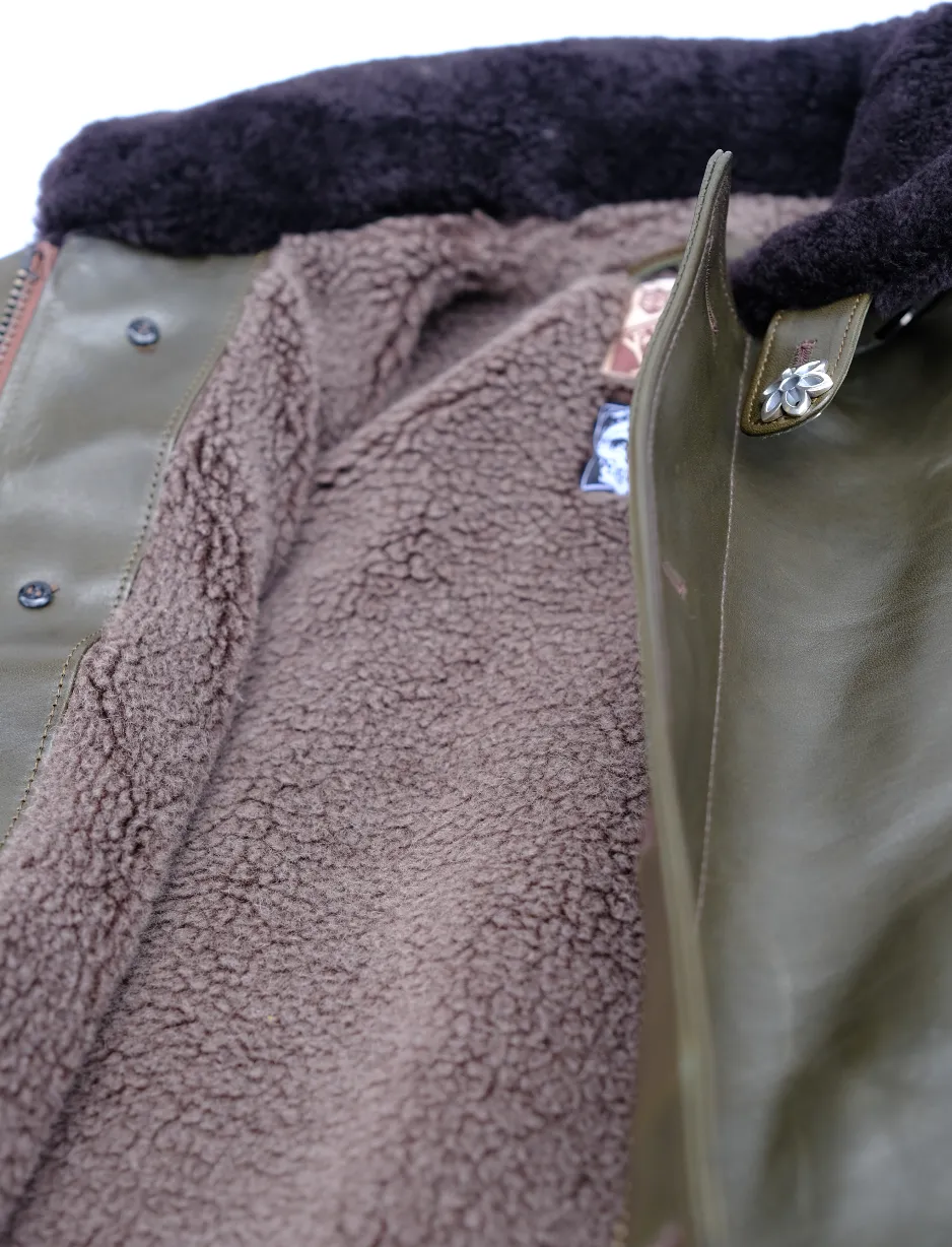 The Shop X Y'2 Leather 1.3mm Olive Eco Horse N1 Deck Jacket