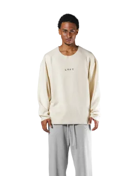 Thermal Knit Loose Long T-Shirt - Cream