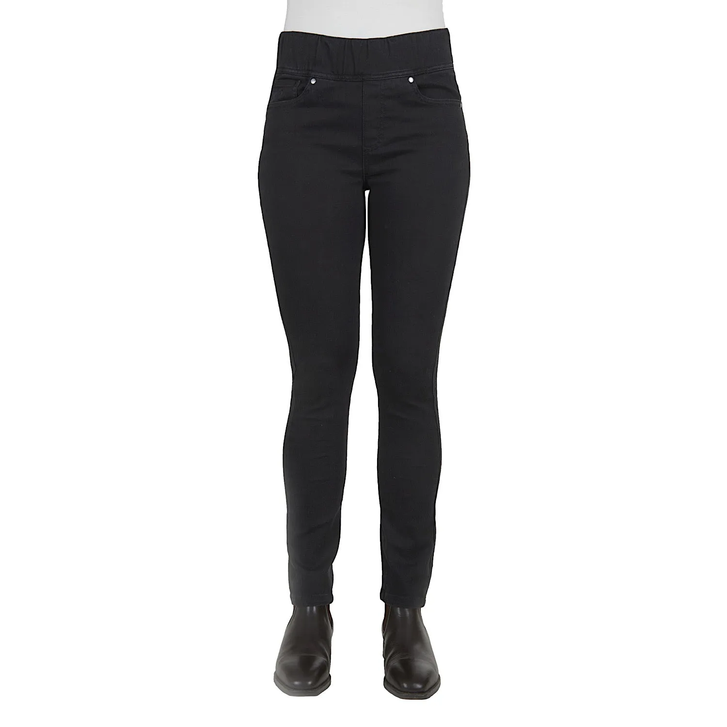 Thomas Cook Womens No Fuss Pull-On Slim Leg Wonder Jean Black 30" Leg