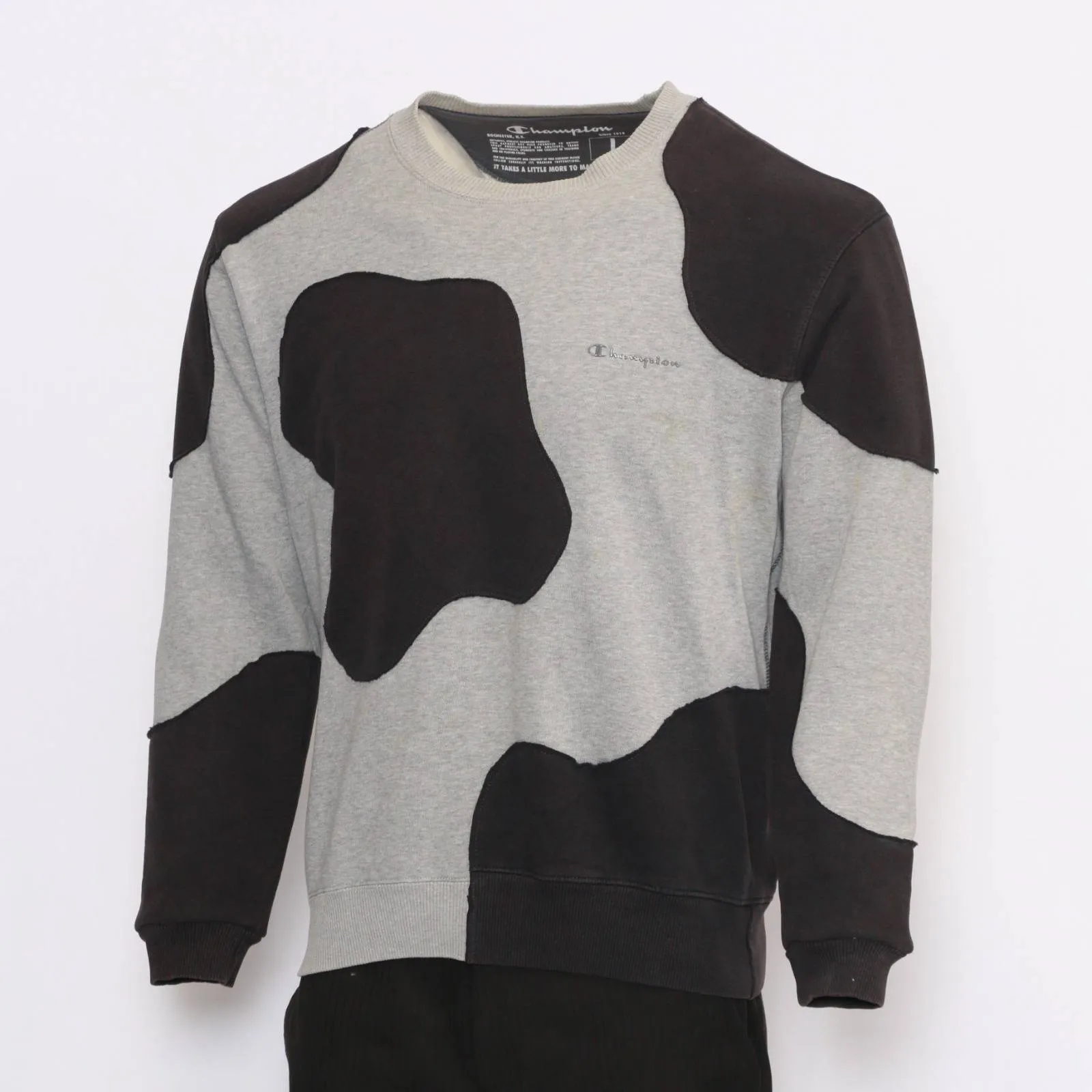 TK1075 Reworked Sweatshirt with Contrast Panel Made Using Branded Sweatshirt