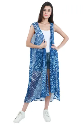 Trendy Tide Blue Tie-Dye Kimono