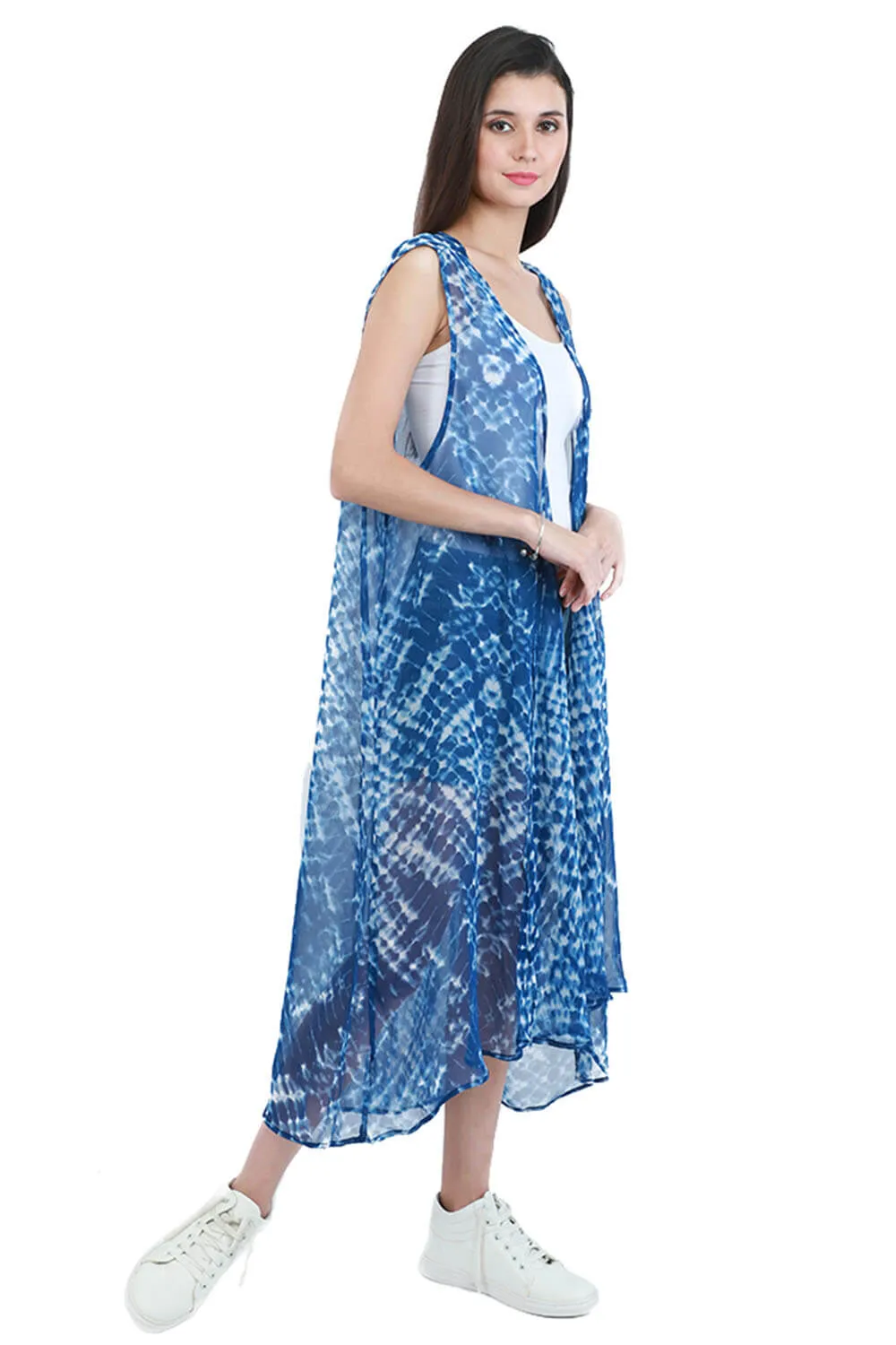 Trendy Tide Blue Tie-Dye Kimono