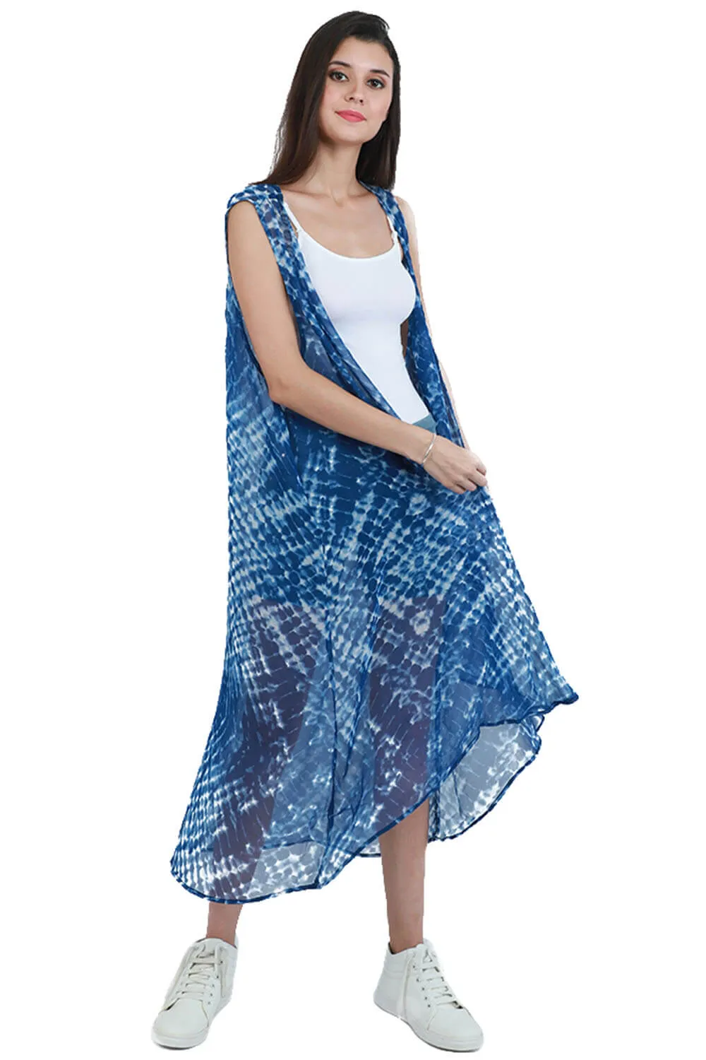 Trendy Tide Blue Tie-Dye Kimono