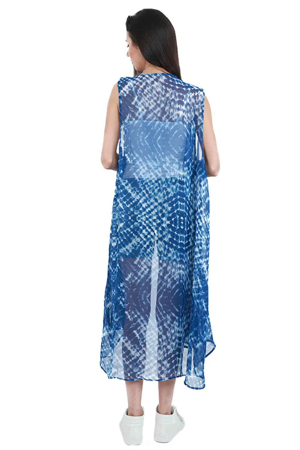 Trendy Tide Blue Tie-Dye Kimono