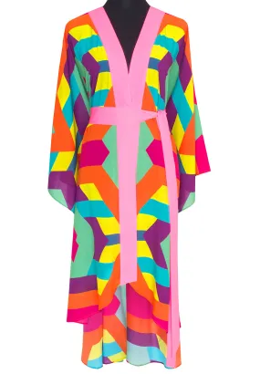 Tribal - Colorful Mayan Kimono (Neon Pink)