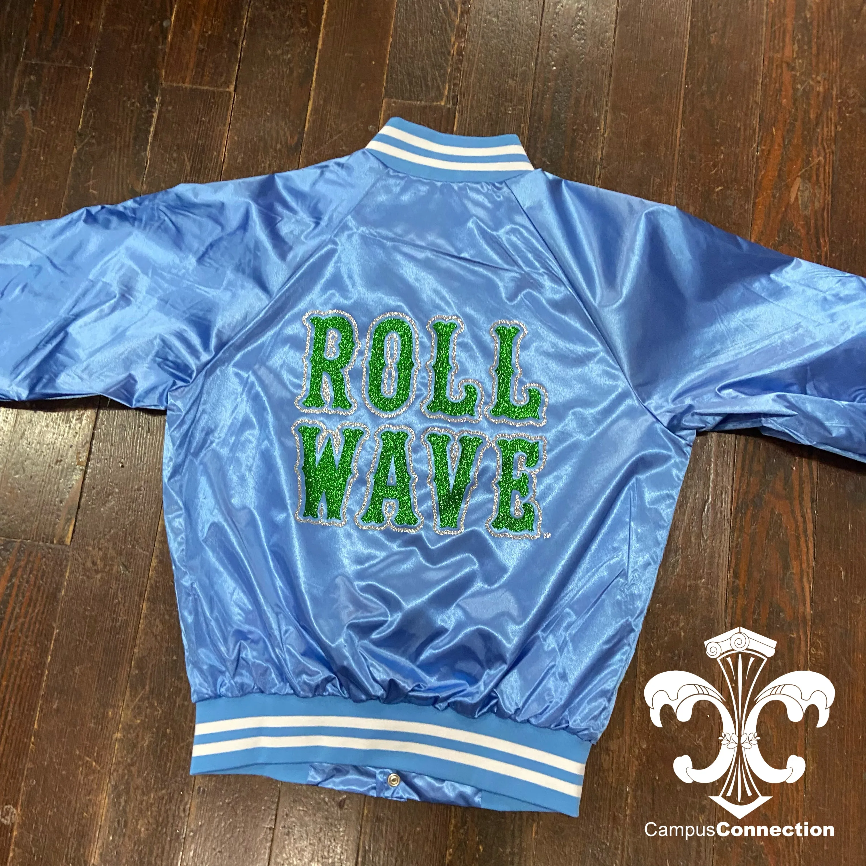 Tulane Roll Wave Satin Baseball Jacket