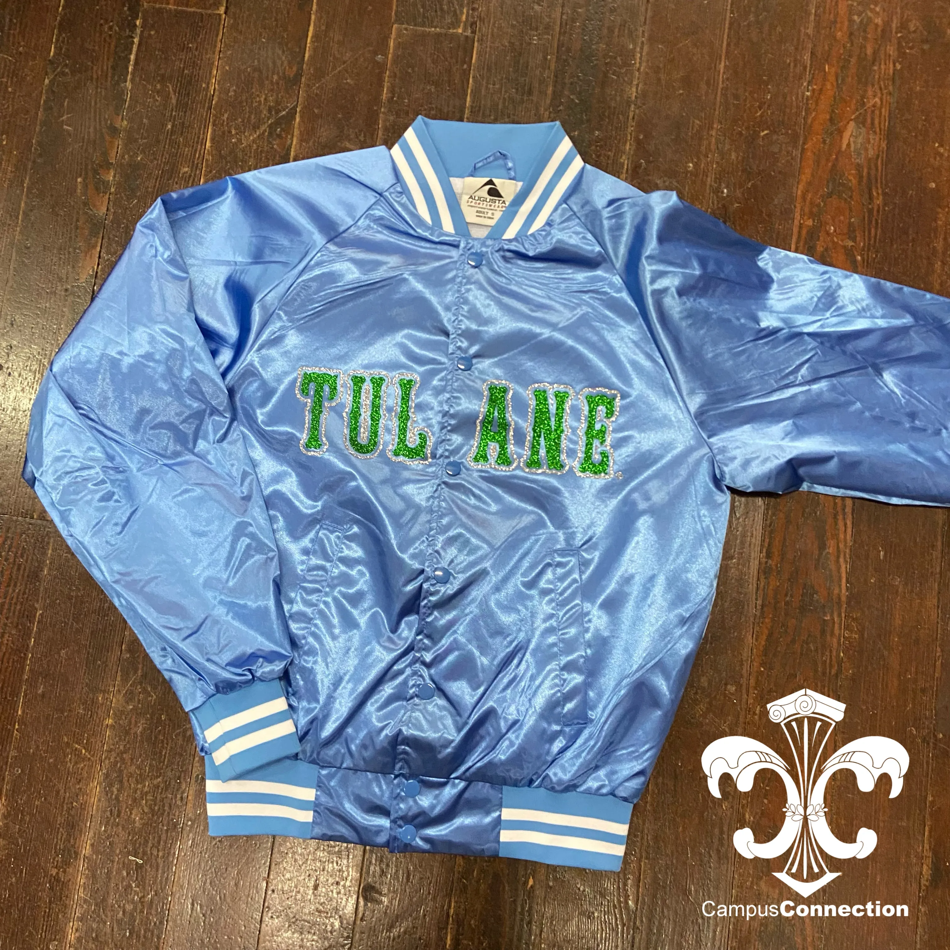 Tulane Roll Wave Satin Baseball Jacket