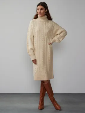 Turtle Neck Bobble Detail Sweater Dress