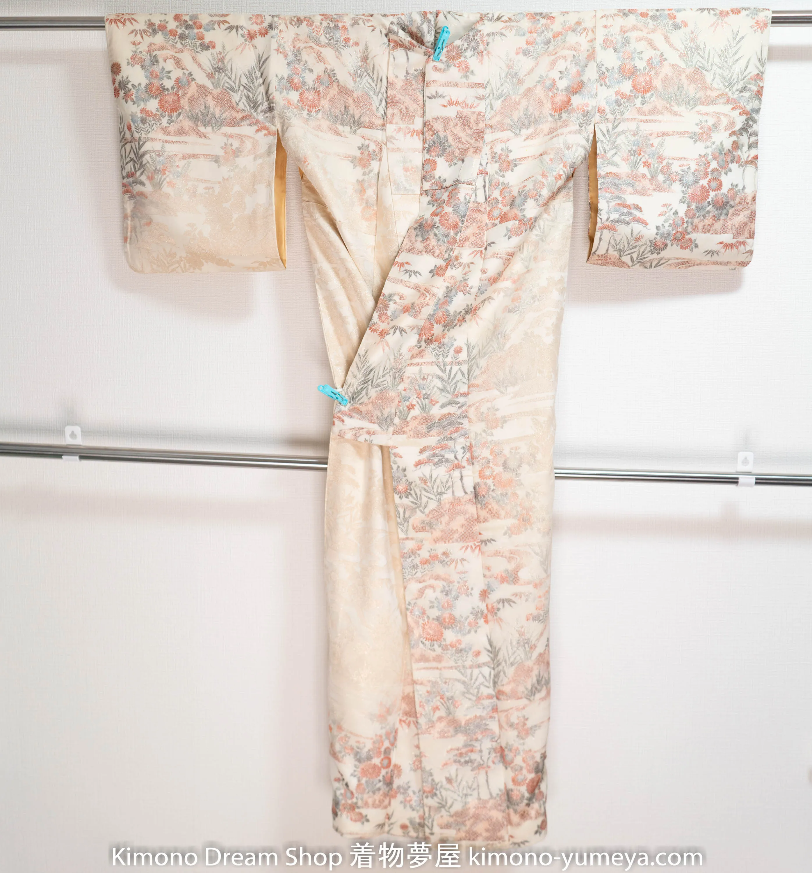 Unique Shiny Houmongi - Vintage Japanese Women's Floral Pattern Kimono Scenery Homongi Free Shipping
