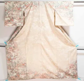 Unique Shiny Houmongi - Vintage Japanese Women's Floral Pattern Kimono Scenery Homongi Free Shipping