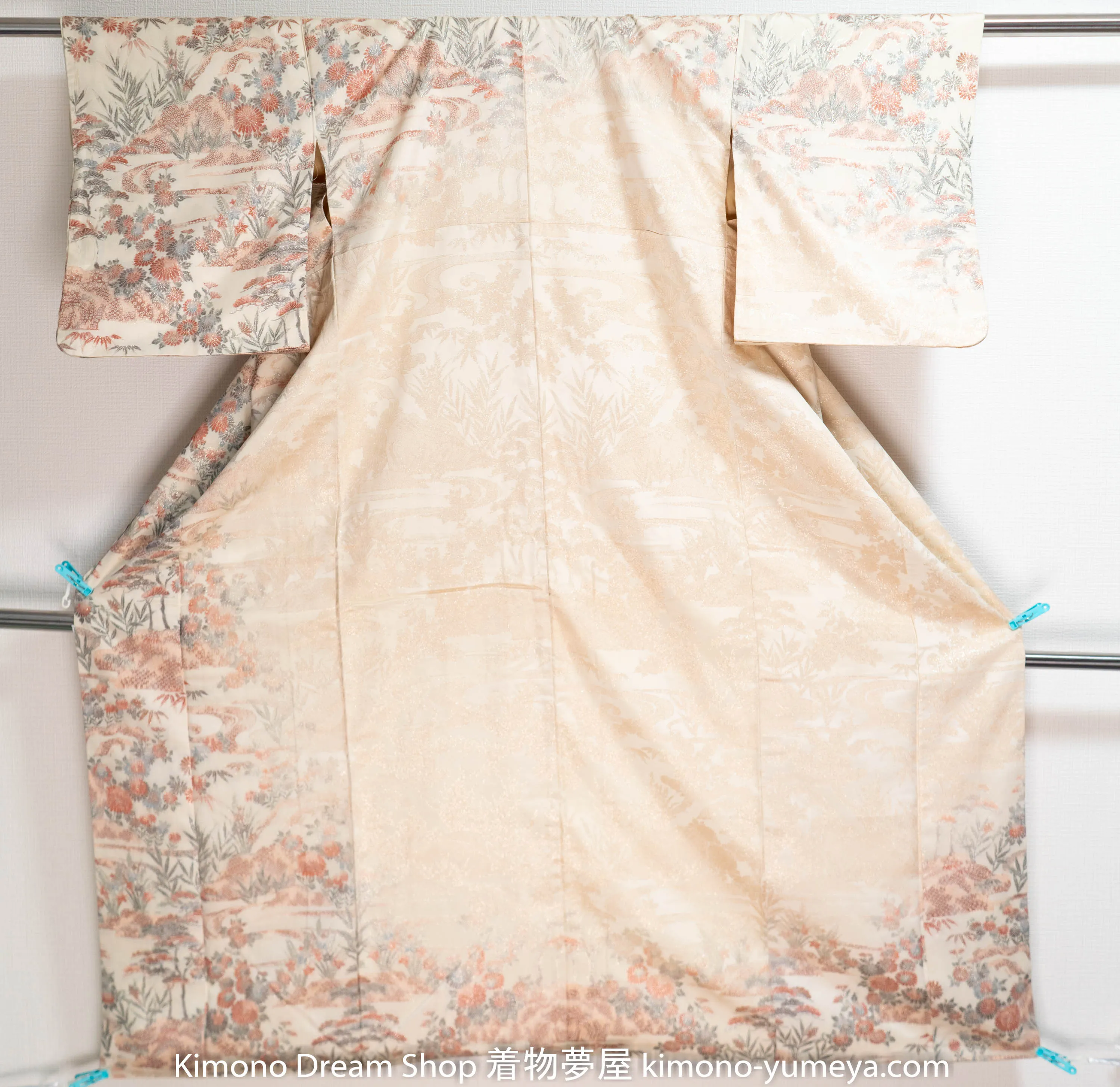 Unique Shiny Houmongi - Vintage Japanese Women's Floral Pattern Kimono Scenery Homongi Free Shipping