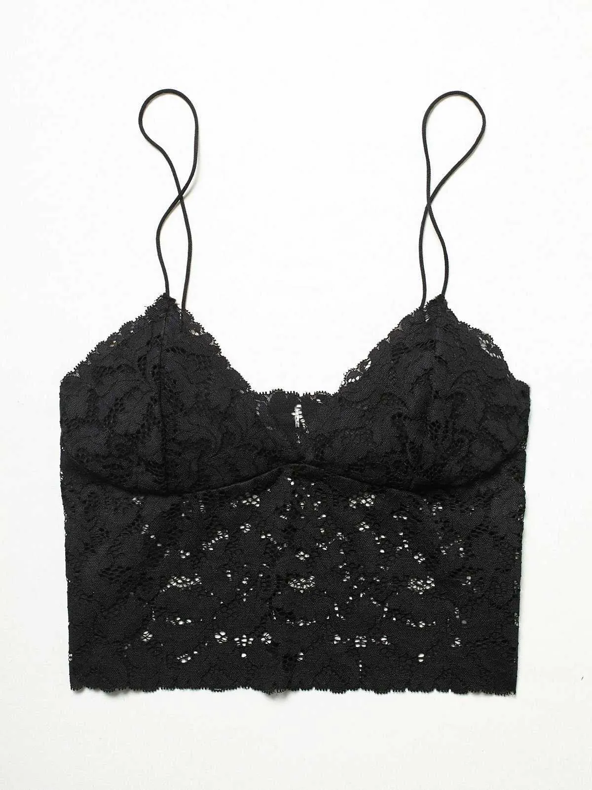 V Neck lace trim cami crop top camisoles tanks tops