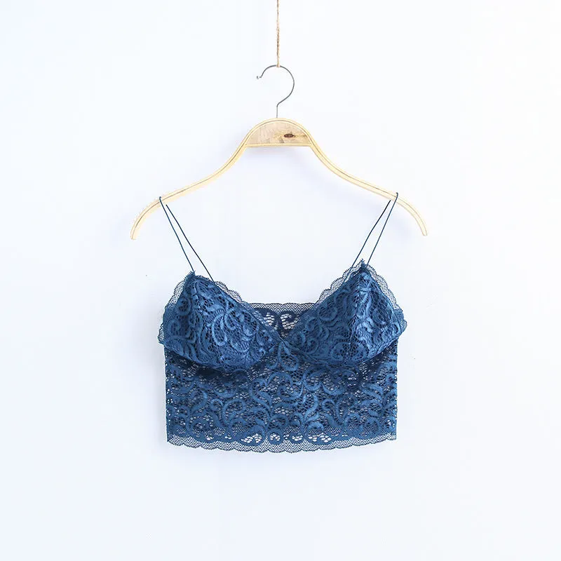 V Neck lace trim cami crop top camisoles tanks tops