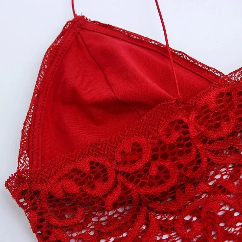 V Neck lace trim cami crop top camisoles tanks tops
