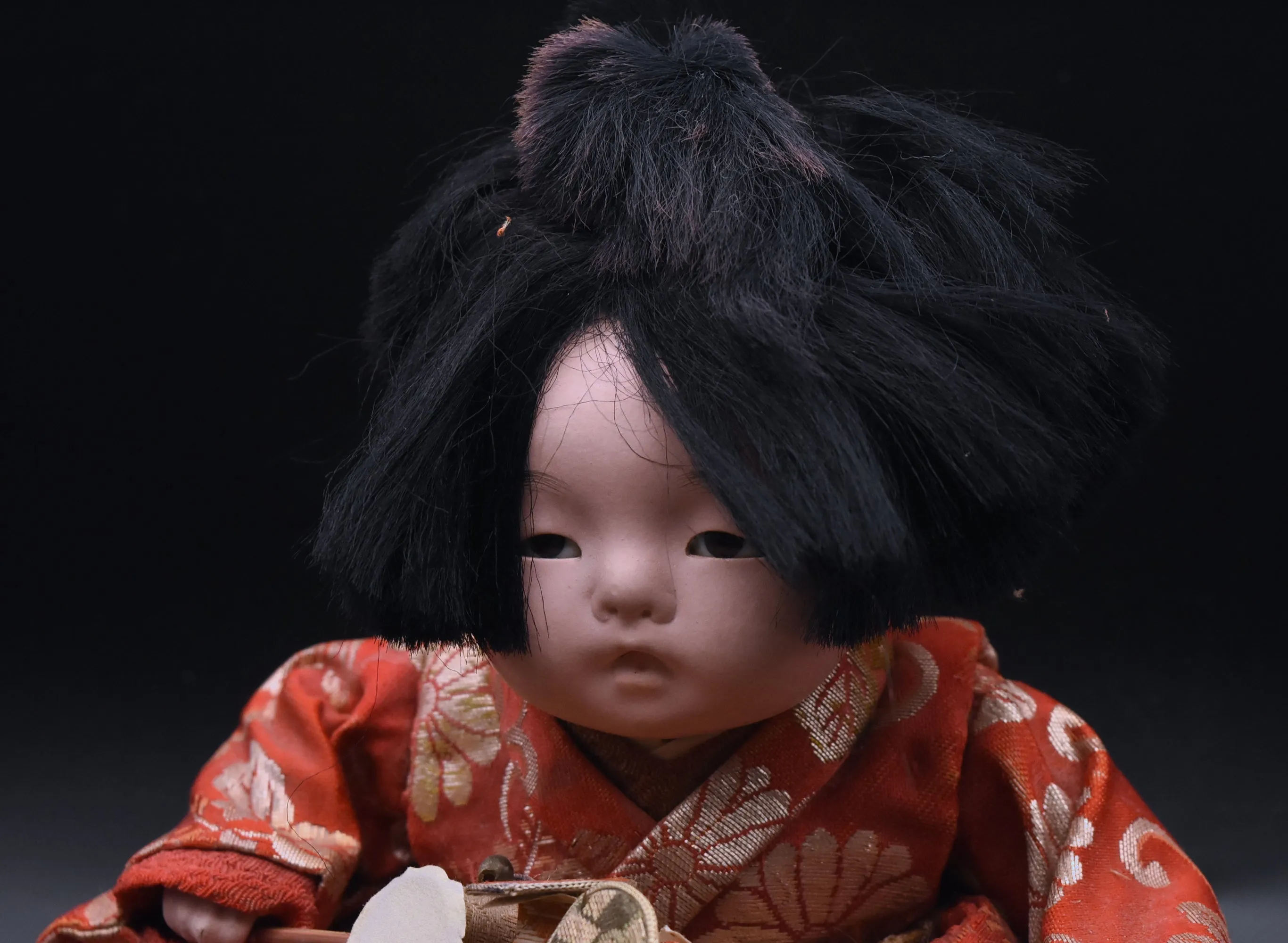 Vintage Ceramic Japanese Doll on Cushion - AS IS