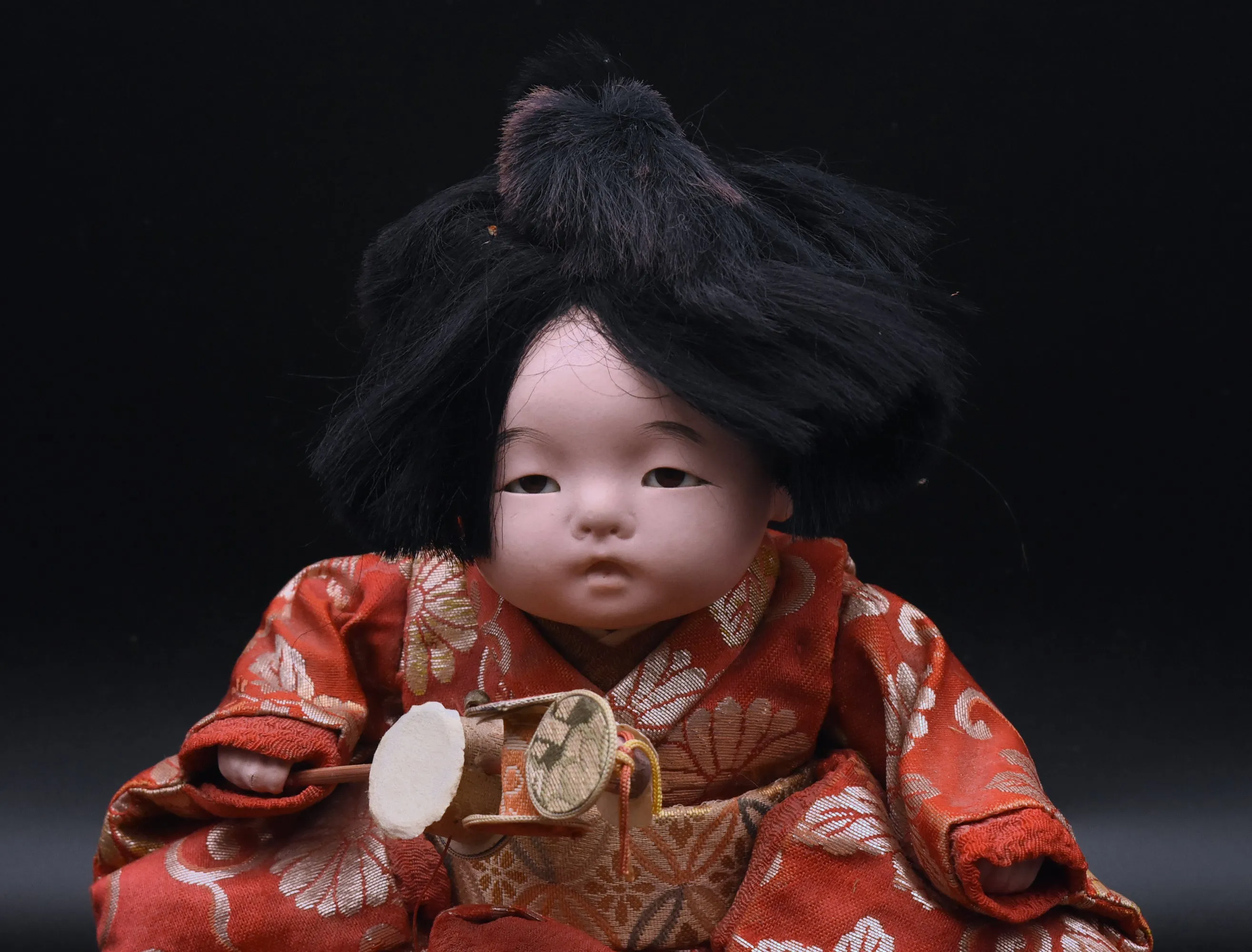 Vintage Ceramic Japanese Doll on Cushion - AS IS