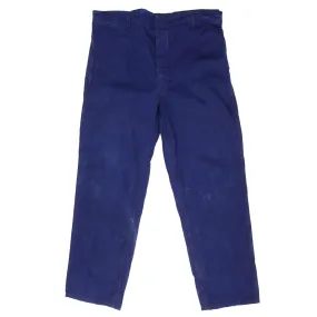 VINTAGE FRENCH WORKWEAR BLUE SANFOR BUCKING DREINAHT HBT TROUSERS 1960S 40X32
