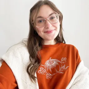 Vintage Pumpkin Embroidered Gemma Crewneck Sweatshirt