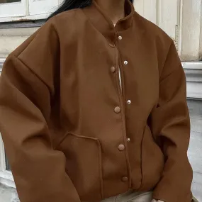 Vintage Woolen Stand Collar Coat