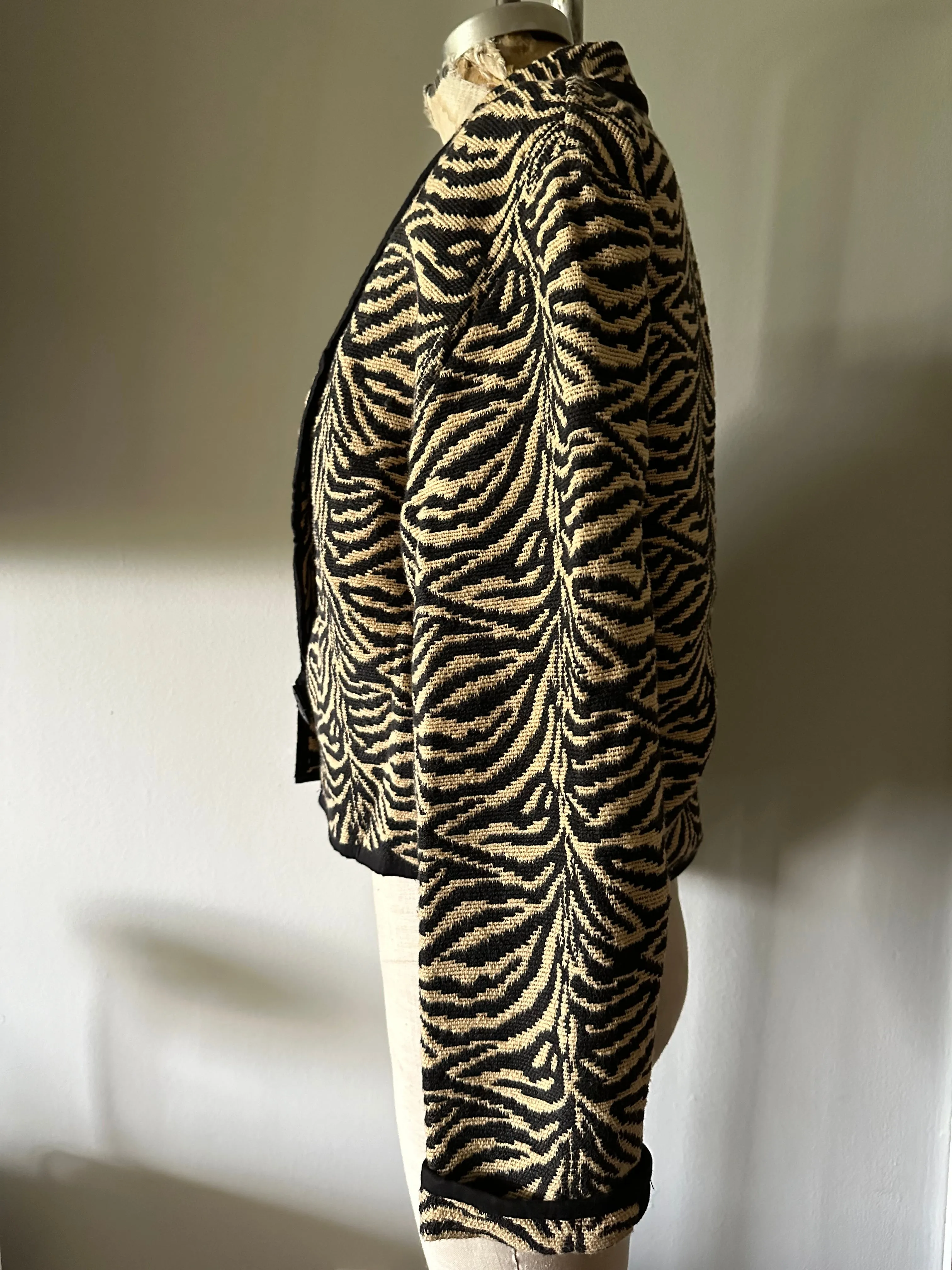 Vintage Zebra Tapestry Cropped Jacket Flashback
